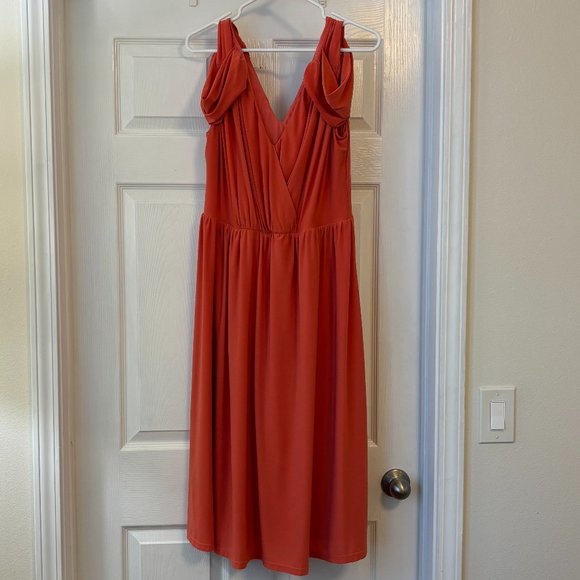 ASOS Curve Coral Grecian Midi Dress - US 14 - Picture 1 of 7